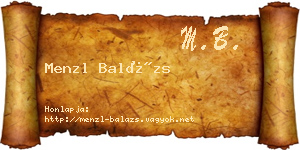 Menzl Balázs névjegykártya